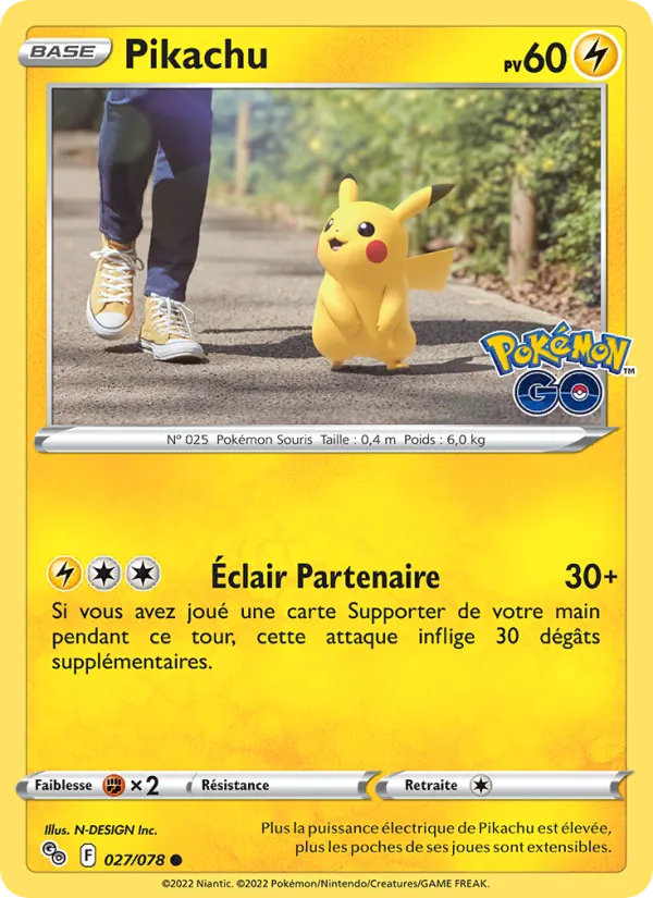 Carte Pikachu de l'extension Pokémon GO, numéro 027/78
