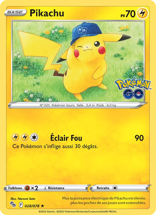 Carte Pikachu de l'extension Pokémon GO, numéro 028/78