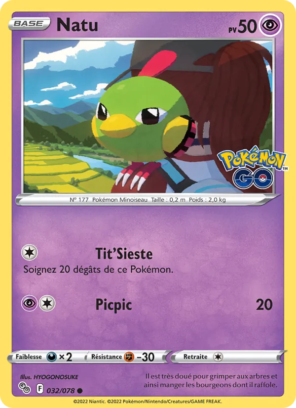 Carte Natu de l'extension Pokémon GO, numéro 032/78