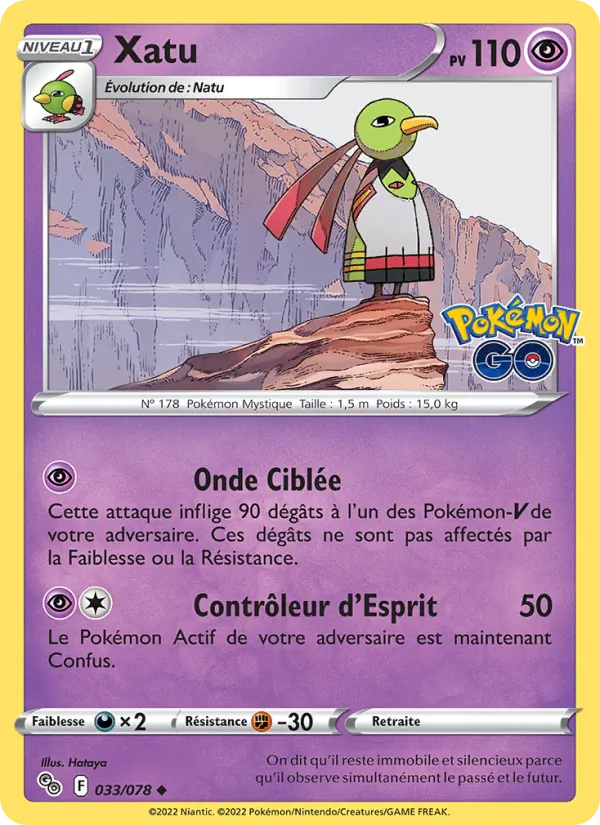 Carte Xatu de l'extension Pokémon GO, numéro 033/78