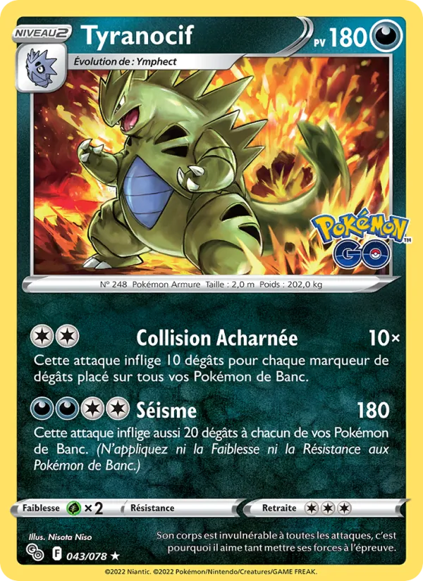 Carte Tyranocif de l'extension Pokémon GO, numéro 043/78