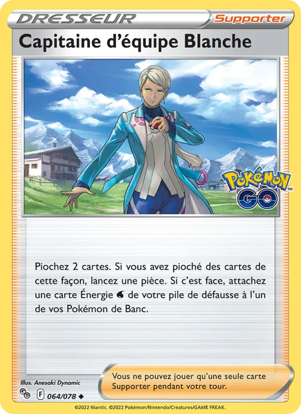 Carte Capitaine d'équipe Blanche de l'extension Pokémon GO, numéro 064/78