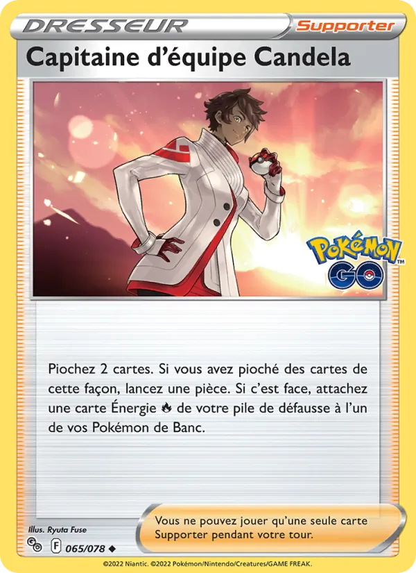 Carte Capitaine d'équipe Candela de l'extension Pokémon GO, numéro 065/78