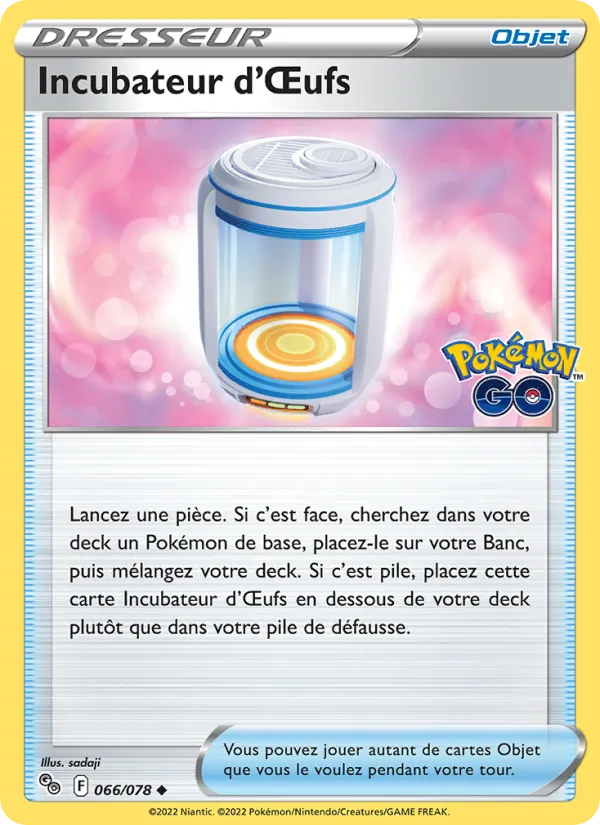 Carte Incubateur d'Œufs de l'extension Pokémon GO, numéro 066/78