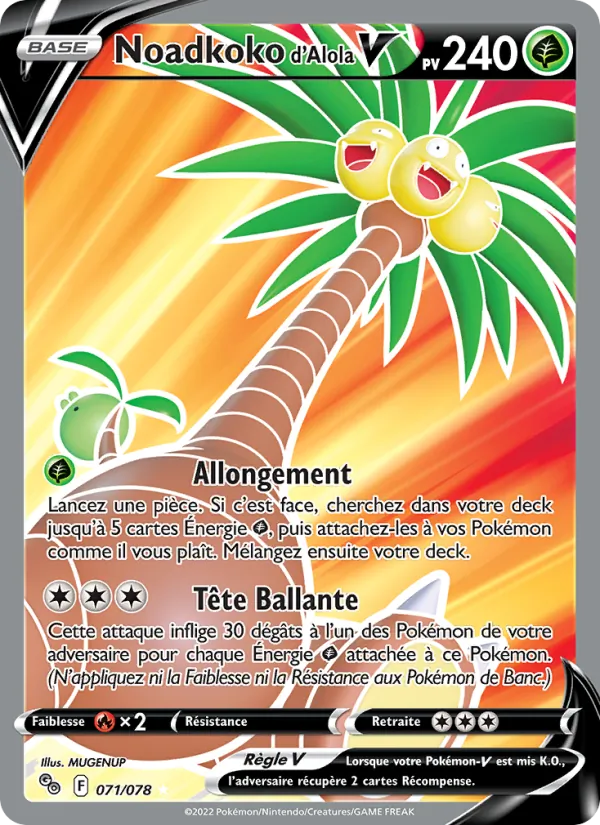 Carte Noadkoko d'Alola V de l'extension Pokémon GO, numéro 071/78
