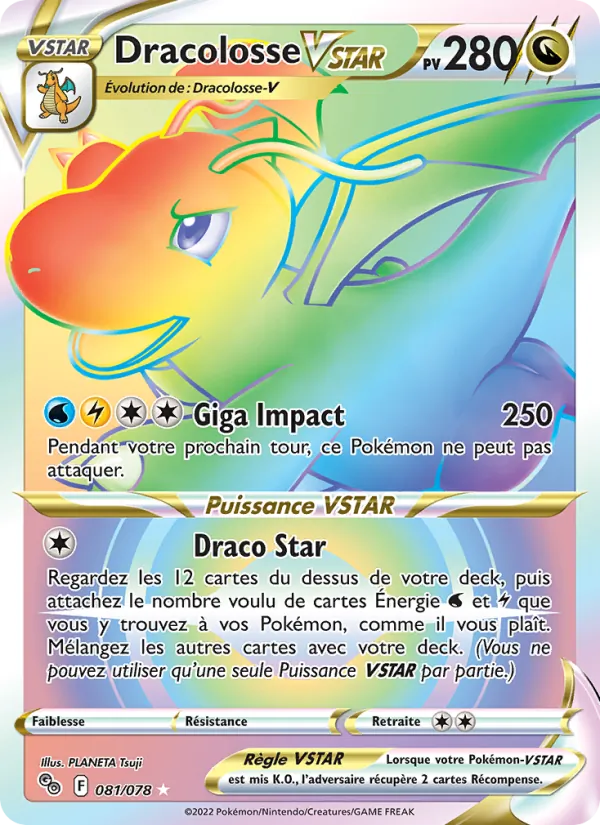 Carte Dracolosse VSTAR de l'extension Pokémon GO, numéro 081/78