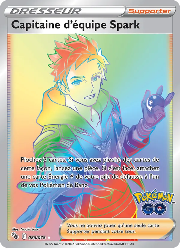 Carte Capitaine d'équipe Spark de l'extension Pokémon GO, numéro 085/78