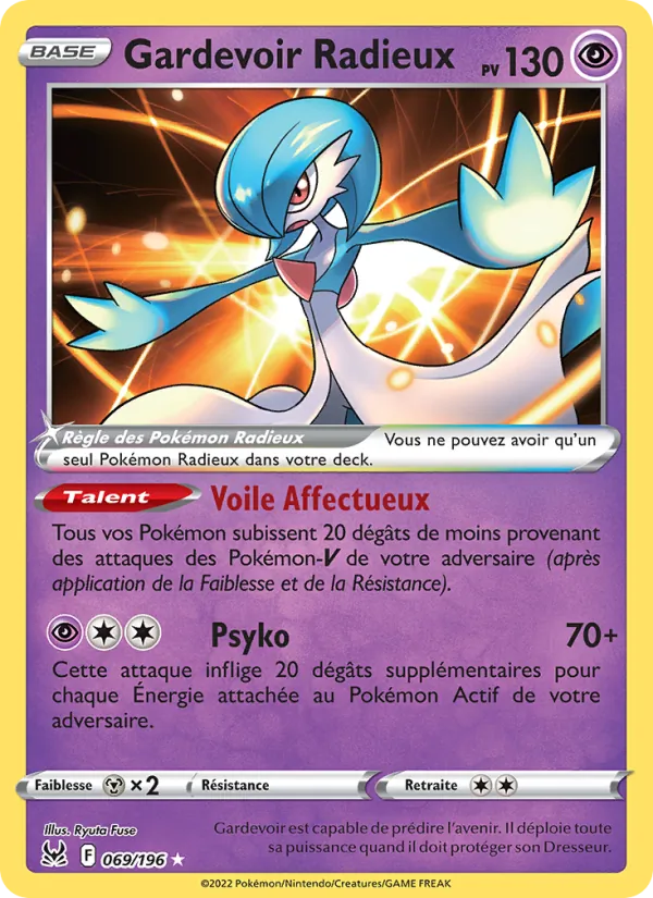 Carte Gardevoir Radieux de l'extension Origine Perdue, numéro 069/196