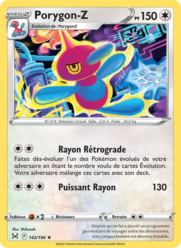 Carte Porygon-Z de l'extension Origine Perdue, numéro 142/196
