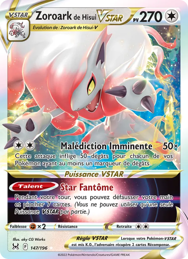 Carte Zoroark de Hisui VSTAR de l'extension Origine Perdue, numéro 147/196