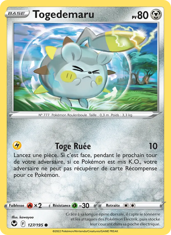 Carte Togedemaru de l'extension Tempête Argentée, numéro 127/195
