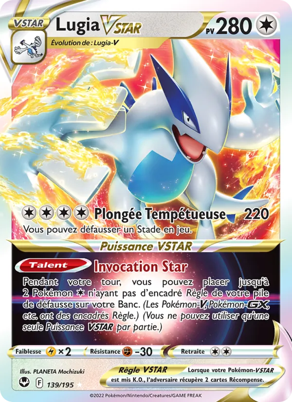 Carte Lugia VSTAR de l'extension Tempête Argentée, numéro 139/195