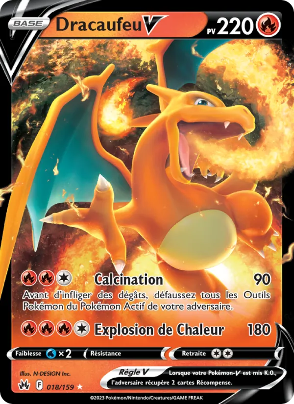 Carte Dracaufeu V de l'extension Zénith Suprême, numéro 018/159