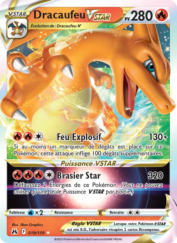 Carte Dracaufeu VSTAR de l'extension Zénith Suprême, numéro 019/159