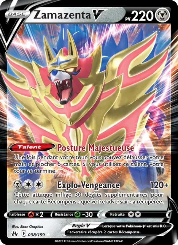 Carte Zamazenta V de l'extension Zénith Suprême, numéro 098/159