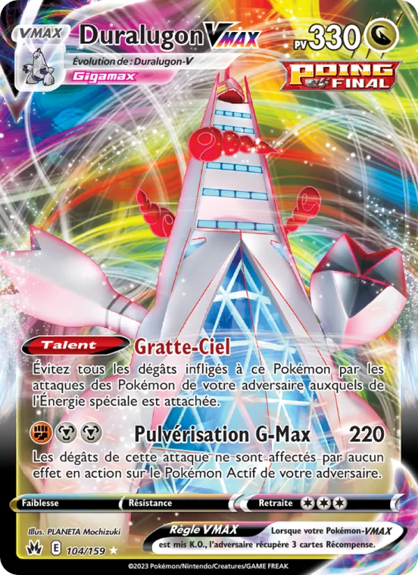 Carte Duralugon VMAX de l'extension Zénith Suprême, numéro 104/159