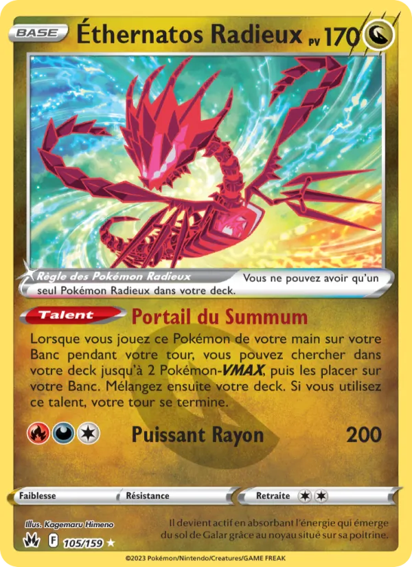 Carte Éthernatos Radieux de l'extension Zénith Suprême, numéro 105/159
