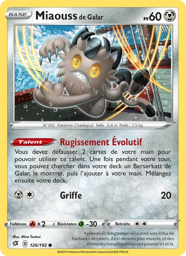 Carte Miaouss de Galar de l'extension Clash des Rebelles, numéro 126/192