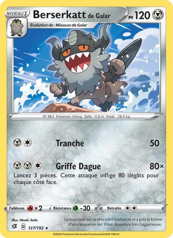 Carte Berserkatt de Galar de l'extension Clash des Rebelles, numéro 127/192