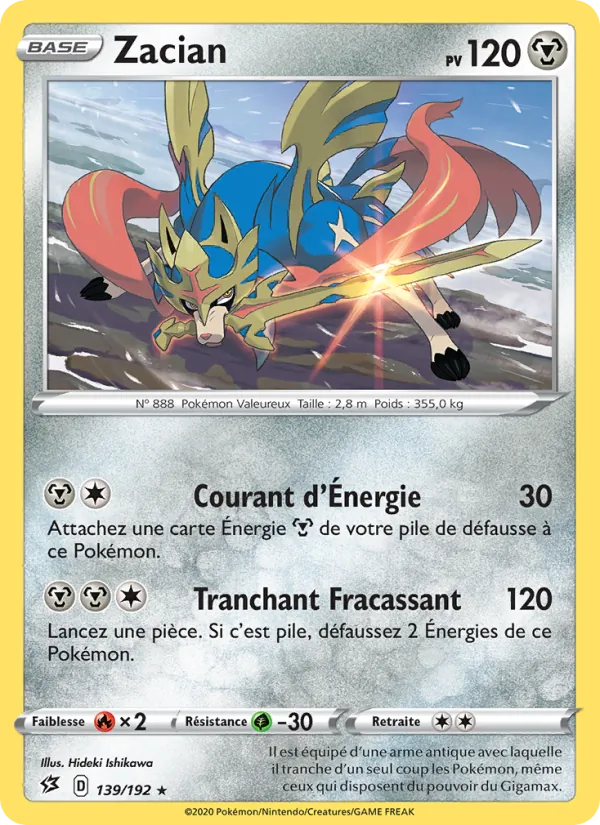 Carte Zacian de l'extension Clash des Rebelles, numéro 139/192