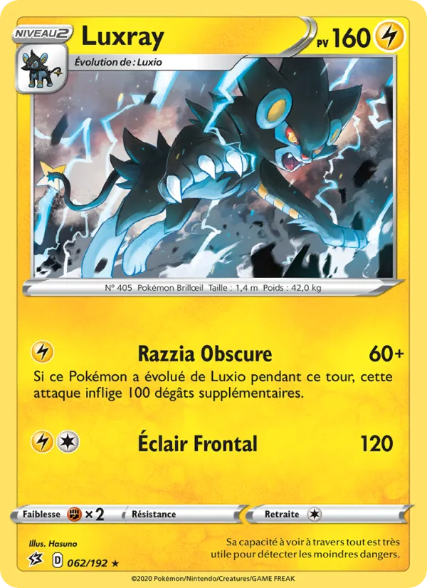 Carte Luxray de l'extension Clash des Rebelles, numéro 62/192