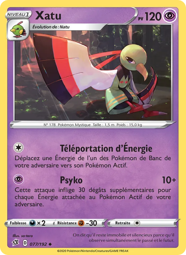 Carte Xatu de l'extension Clash des Rebelles, numéro 77/192
