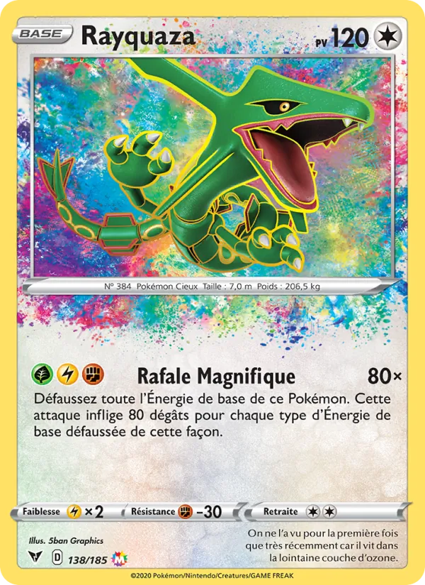Carte Rayquaza de l'extension Voltage Éclatant, numéro 138/185