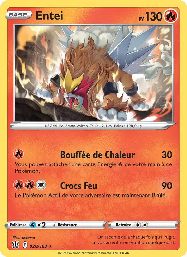 Carte Entei de l'extension Styles de combat, numéro 20/163