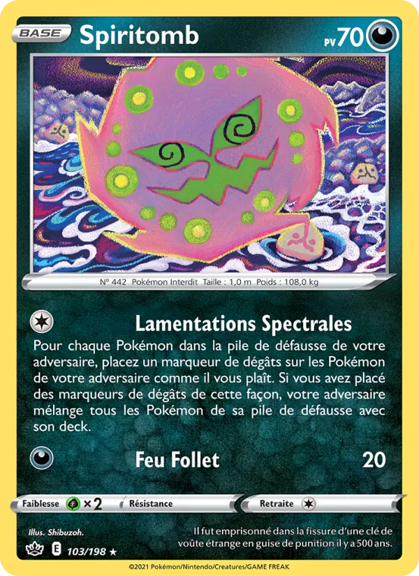 Carte Spiritomb de l'extension Règne de Glace, numéro 103/198