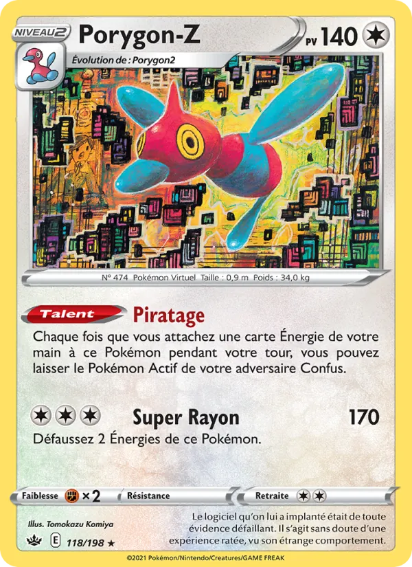 Carte Porygon-Z de l'extension Règne de Glace, numéro 118/198
