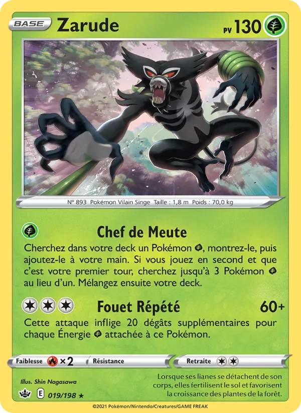 Carte Zarude de l'extension Règne de Glace, numéro 19/198