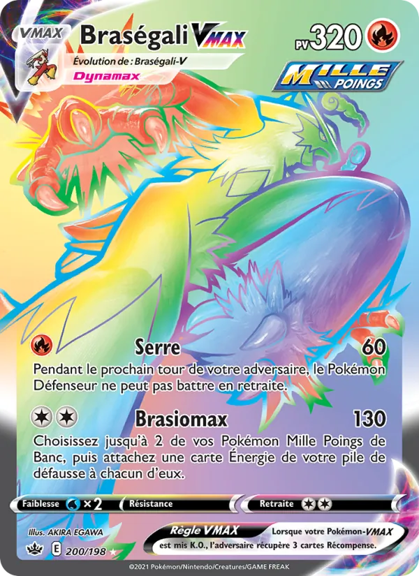 Carte Braségali VMAX de l'extension Règne de Glace, numéro 200/198