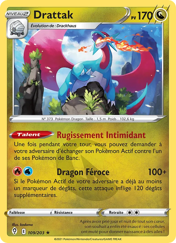 Carte Drattak de l'extension Évolution Céleste, numéro 109/203