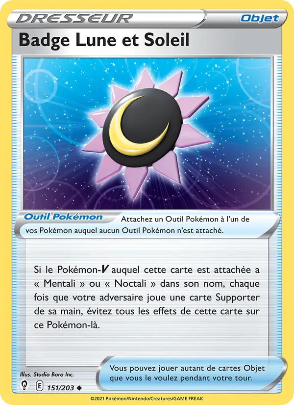 Carte Badge Lune et Soleil de l'extension Évolution Céleste, numéro 151/203