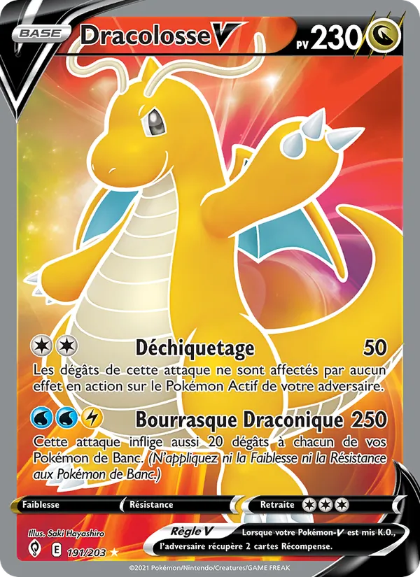 Carte Dracolosse V de l'extension Évolution Céleste, numéro 191/203