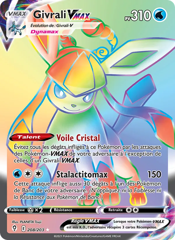 Carte Givrali VMAX de l'extension Évolution Céleste, numéro 208/203