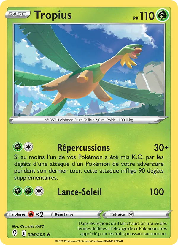 Carte Tropius de l'extension Évolution Céleste, numéro 6/203