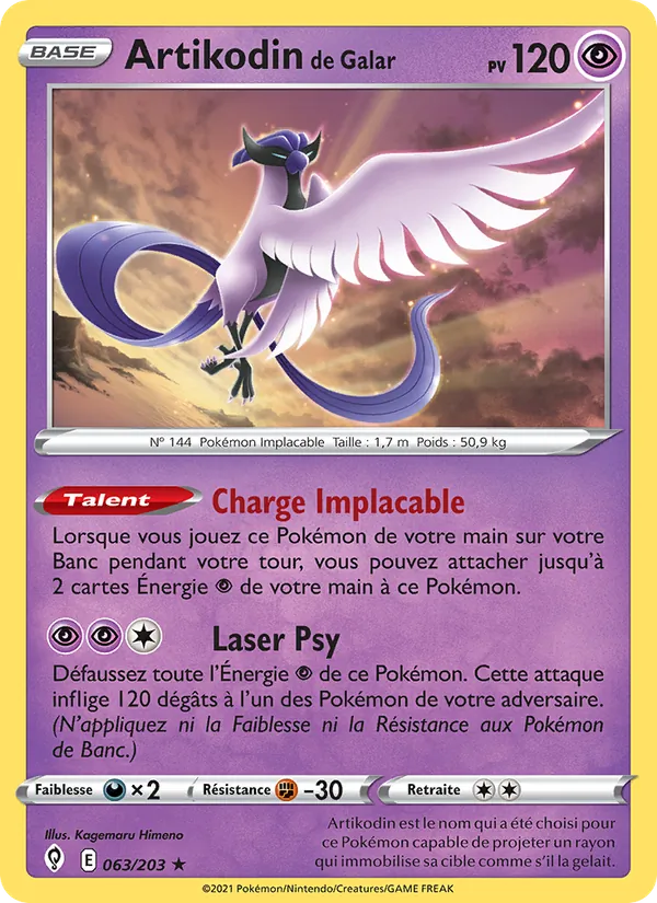 Carte Artikodin de Galar de l'extension Évolution Céleste, numéro 63/203