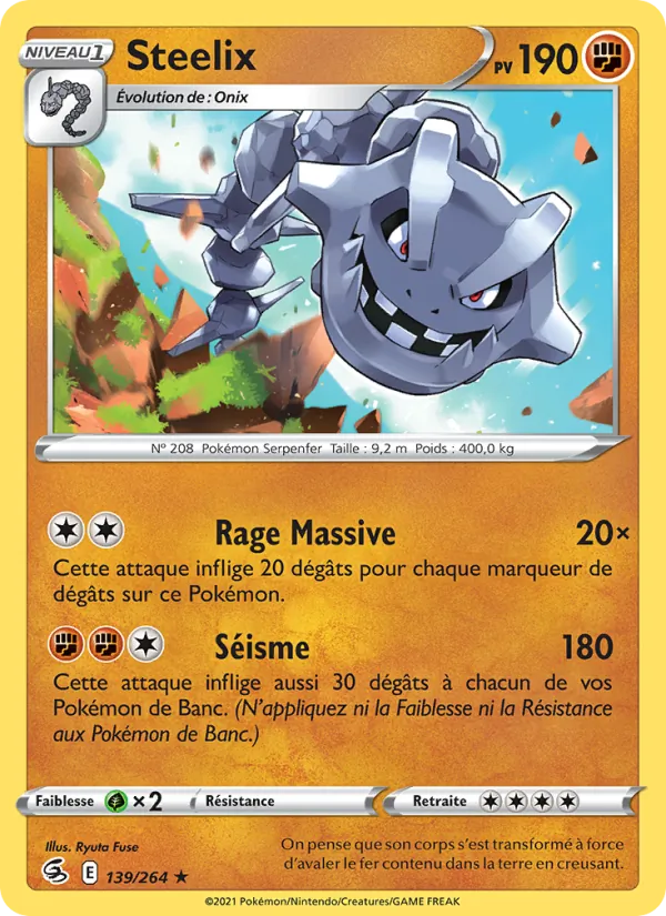 Carte Steelix de l'extension Poing de Fusion, numéro 139/264
