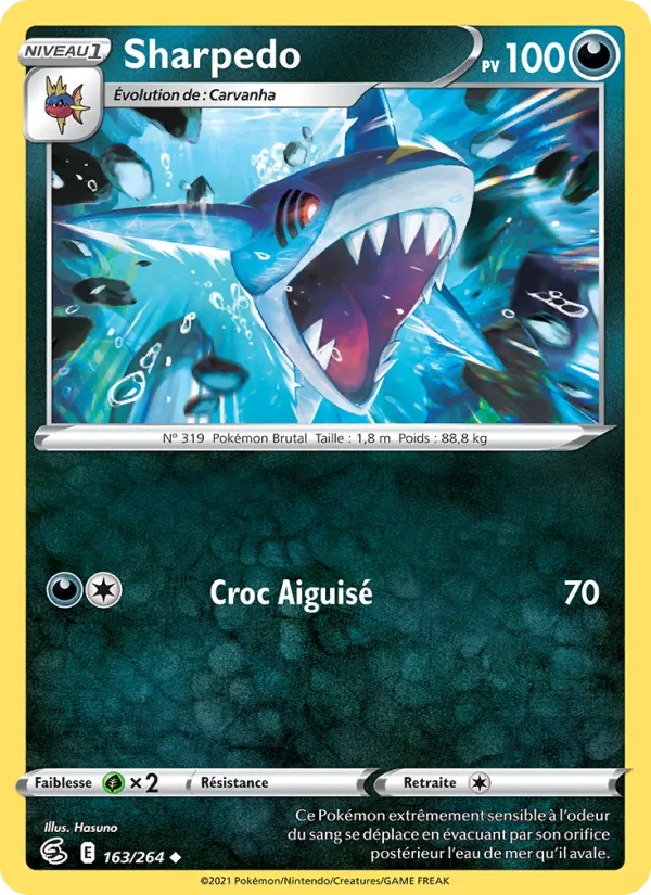 Carte Sharpedo de l'extension Poing de Fusion, numéro 163/264