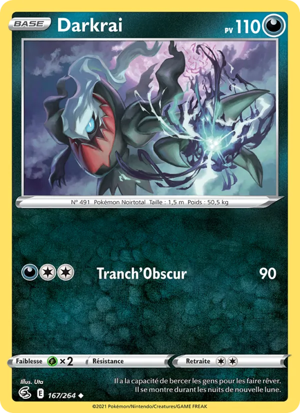 Carte Darkrai de l'extension Poing de Fusion, numéro 167/264
