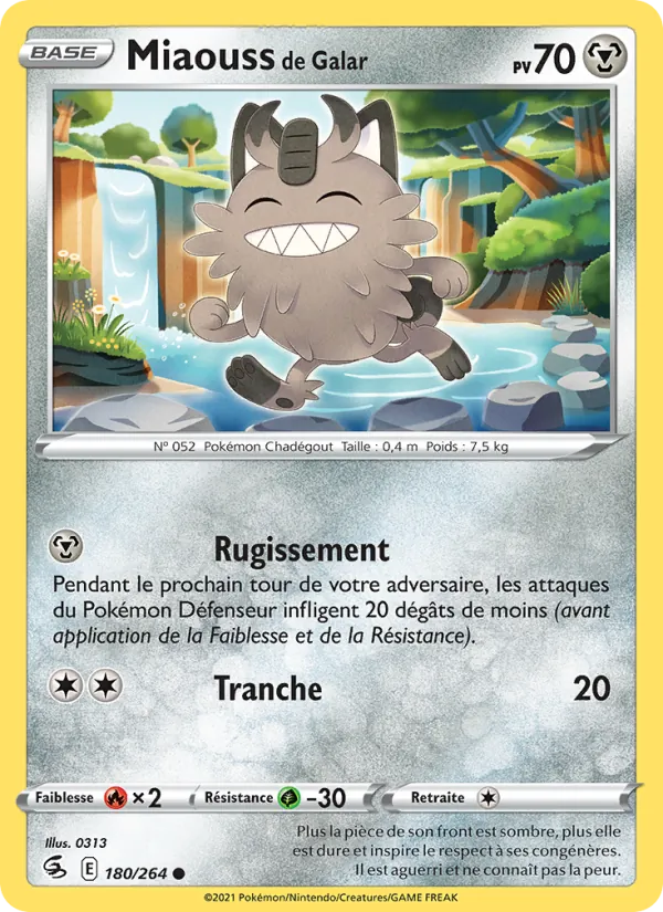 Carte Miaouss de Galar de l'extension Poing de Fusion, numéro 180/264