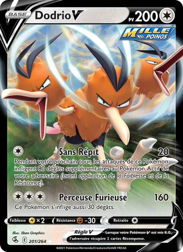 Carte Dodrio V de l'extension Poing de Fusion, numéro 201/264