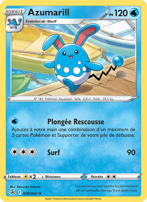 Carte Azumarill de l'extension Poing de Fusion, numéro 59/264
