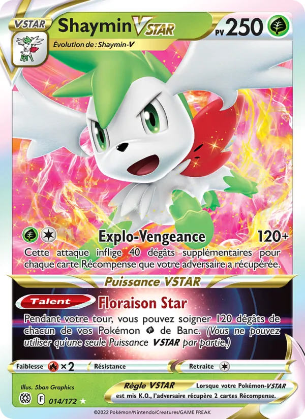 Carte Shaymin VSTAR de l'extension Stars Étincelantes, numéro 014/172