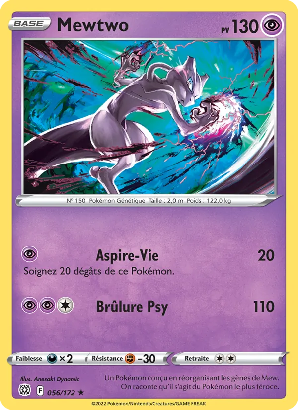 Carte Mewtwo de l'extension Stars Étincelantes, numéro 056/172