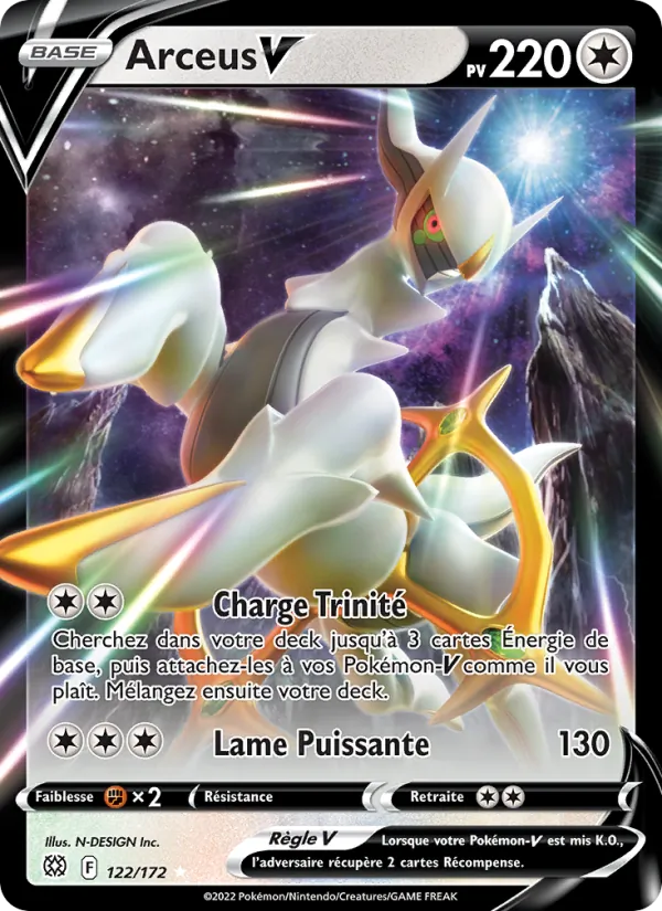 Carte Arceus V de l'extension Stars Étincelantes, numéro 122/172