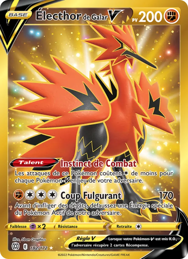 Carte Électhor de Galar V de l'extension Stars Étincelantes, numéro 182/172