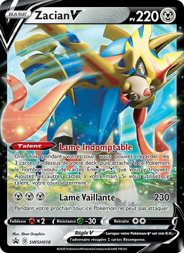 Carte Zacian V de l'extension Promo SWSH, numéro SWSH018/307