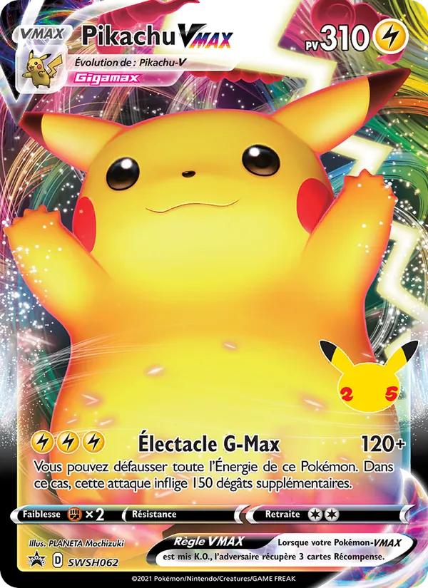 Carte Pikachu VMAX de l'extension Promo SWSH, numéro SWSH062/307